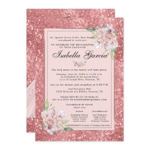 Rose Gold Floral Quinceañera Birthday