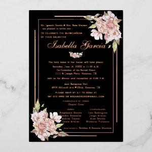 Rose Gold Floral Quinceañera Birthday  Foil