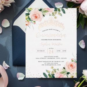 Rose Gold Floral Quinceanera  Foil