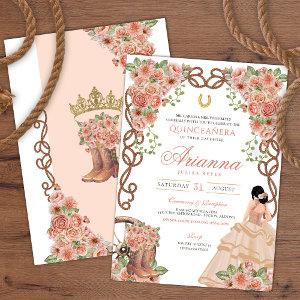 Rose Gold Floral Western Charra Quinceañera