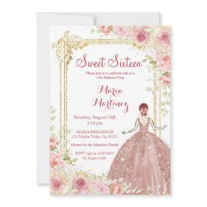 Rose Gold Flowers Gold Glitter Blush Pink Sweet 16
