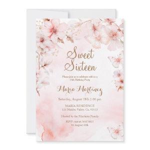 Rose Gold Flowers With Gold Glitter Sweet 16