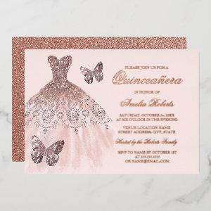 ROSE GOLD FOIL Butterfly Dress Quinceanera  Foil