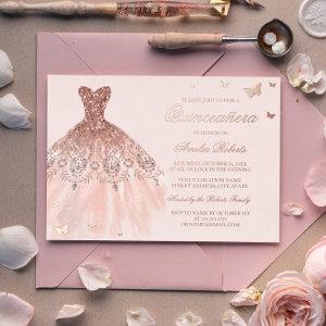 ROSE GOLD FOIL Dress Butterfly Quinceanera Foil