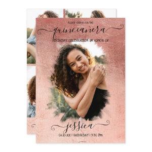 Rose Gold Foil Halo Photo Collage Quinceañera