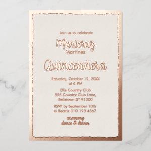 Rose Gold Foil Ivory Quinceañera Photo