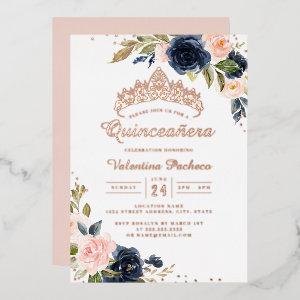 ROSE GOLD FOIL Navy Blush Quinceanera  Foil