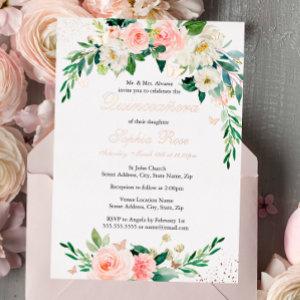 ROSE GOLD FOIL Pink Floral Quinceanera Foil