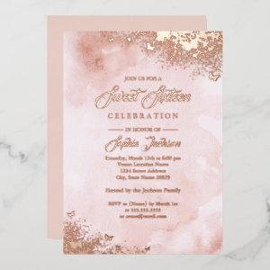 ROSE GOLD FOIL Pink Peach Butterfly Sweet Sixteen  Foil