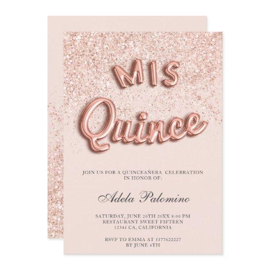 Rose gold glitter balloons chic blush Quinceañera