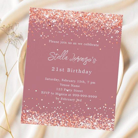 Rose gold glitter birthday