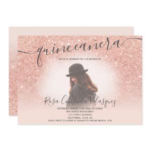 Rose gold glitter blush pink quinceanera photo