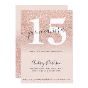 Rose gold glitter chic blush pink quinceanera