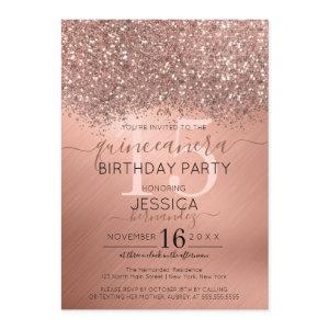 Rose Gold Glitter Confetti Metallic Quinceañera