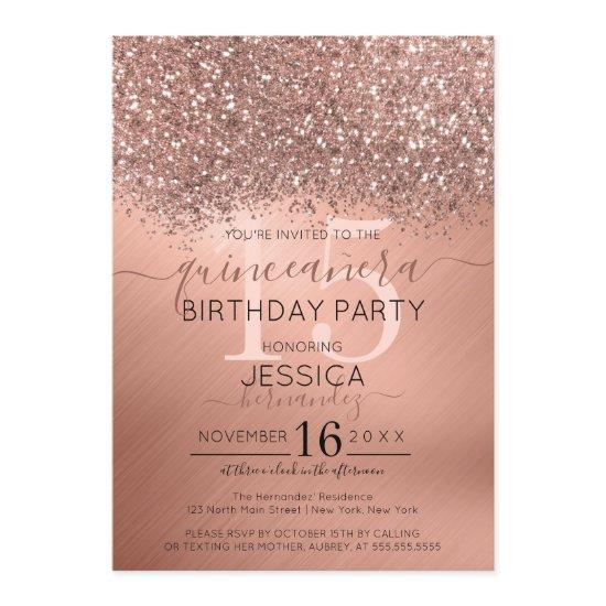 Rose Gold Glitter Confetti Metallic Quinceañera