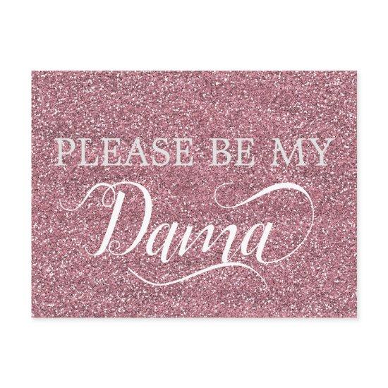 Rose Gold Glitter Dama Quinceanera Dama Proposal  Postcard