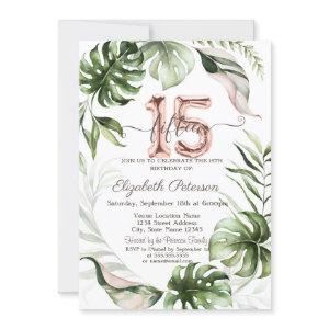 Rose Gold Glitter Drips Leaves 15th