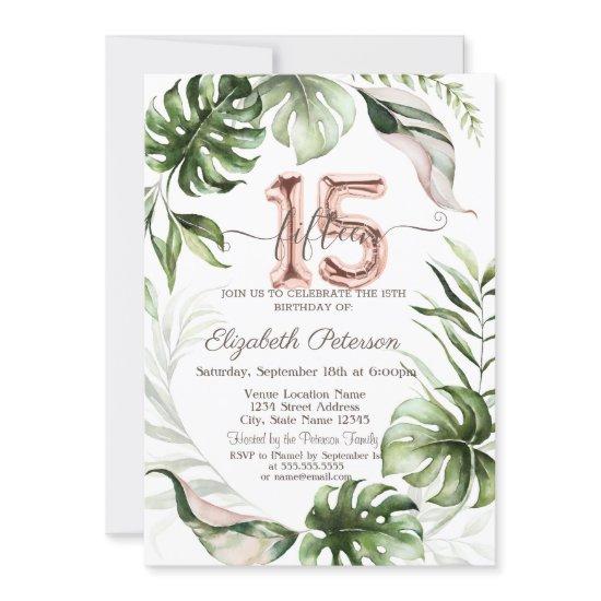 Rose Gold Glitter Drips Leaves 15th