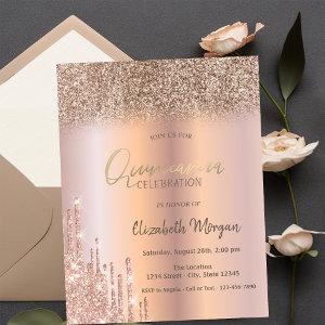 Rose Gold Glitter Drips Ombre Quinceañera
