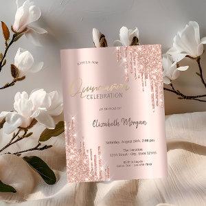 Rose Gold Glitter Drips Quinceañera