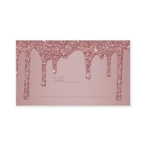 Rose Gold Glitter Drips Quinceanera Place Card