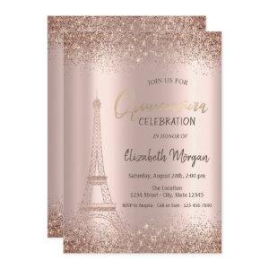 Rose Gold Glitter Eiffel Confetti Quinceañera