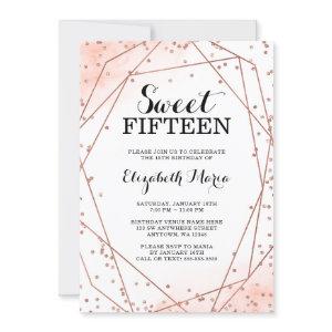 Rose Gold Glitter Geometric Sweet 15 Quinceañera