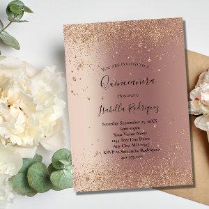 Rose Gold Glitter Glam Bling Quinceanera Birthday