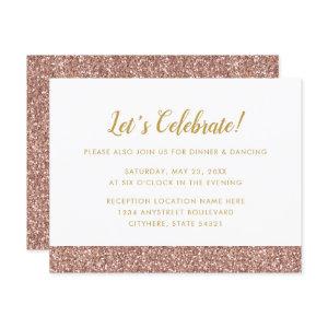Rose Gold Glitter & Gold A2 Reception Card