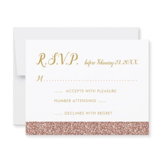 Rose Gold Glitter & Gold RSVP Card A2