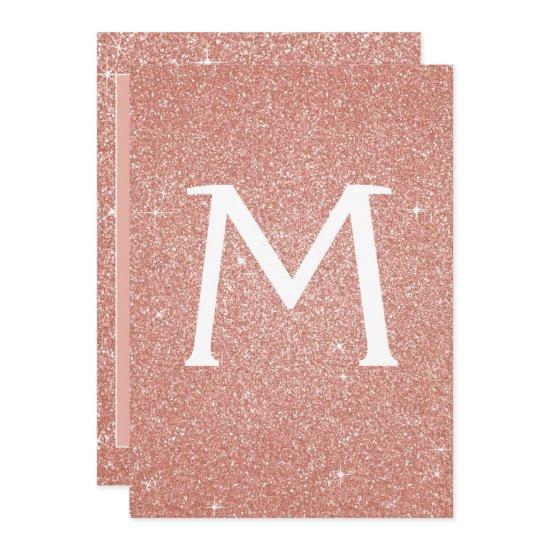 Rose Gold Glitter Monogram Sparkle Quinceanera