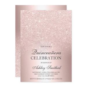 Rose gold glitter ombre metallic foil Quinceañera