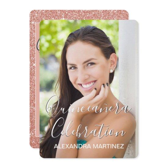 Rose Gold Glitter Photo - Quinceanera Celebration