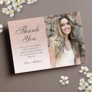 Rose gold glitter photo thank you chic Quinceañera