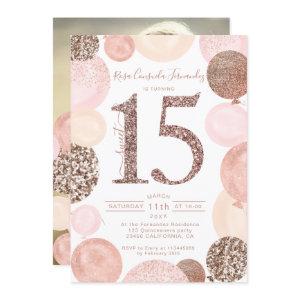 Rose gold glitter pink balloons Quinceanera photo