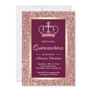 Rose Gold Glitter Princess Crown Pink Quinceanera