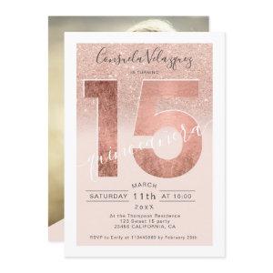Rose gold glitter script blush quinceanera photo