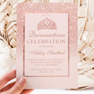 Rose gold glitter tiara elegant chic Quinceañera I