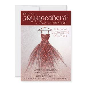 Rose gold glittery burgundy dress Quinceañera