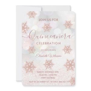 Rose gold glittery snowflake Quinceañera