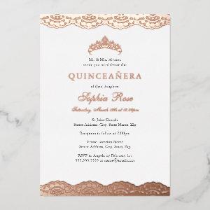 Rose Gold Lace Tiara Quinceanera Foil Foil
