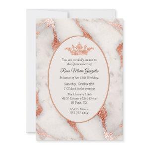Rose Gold Marble and Crown Quinceañera