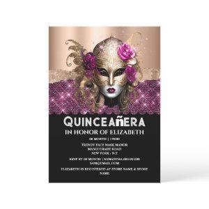 Rose gold masquerade Quinceañera birthday mask 3D