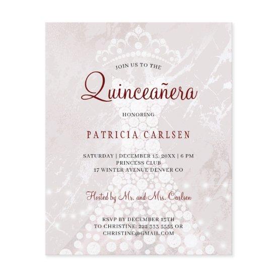 Rose gold modern budget quinceanera invitatation