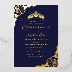 Rose Gold Navy Quinceanera Birthday  Foil