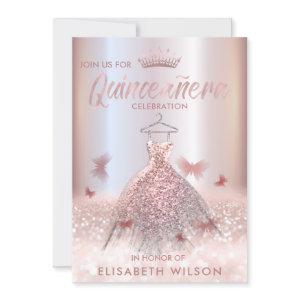 Rose gold ombre butterfly tiara Quinceañera  Invit