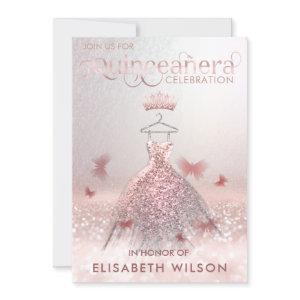 Rose gold ombre butterfly tiara Quinceañera  Invit