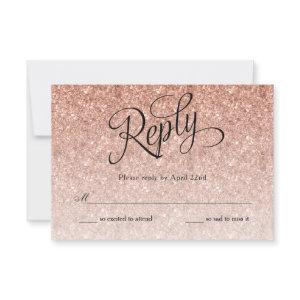 Rose Gold Ombre Glitter Birthday Reply Card