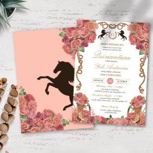 Rose Gold Peach Floral Charro Ranch Quinceañera