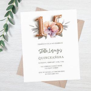 Rose gold peach floral green budget Quinceanera